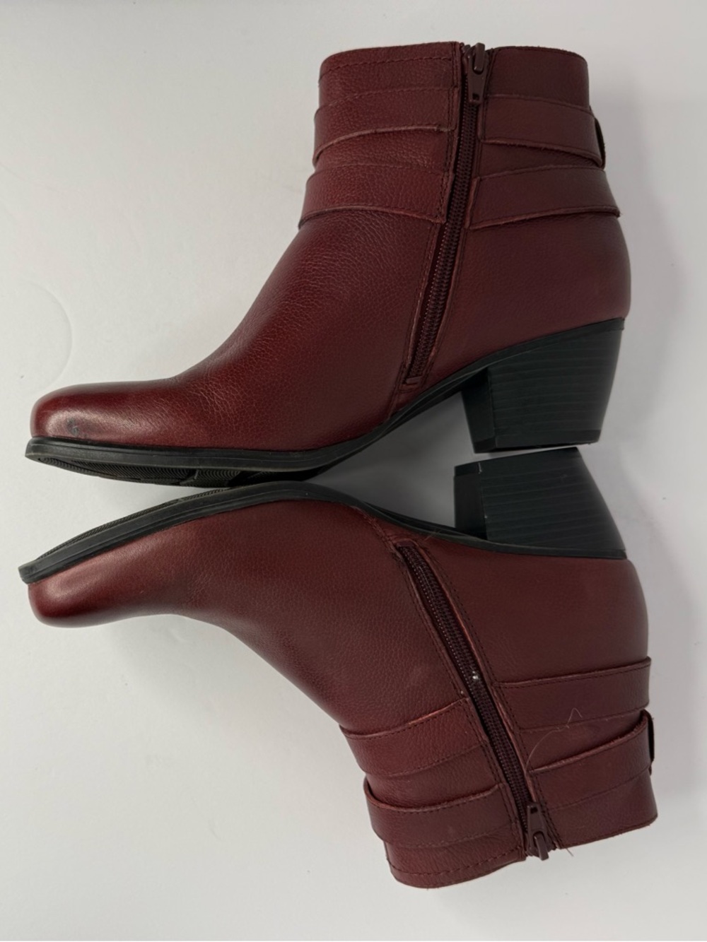 Naturalizer Women's Burgundy Leather Ankle Booties - Picture 7 of 8